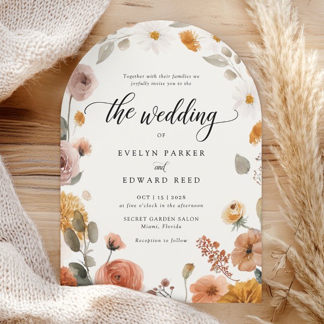 Boho Fall Floral Wedding Einladung (Von Creator hochgeladen)