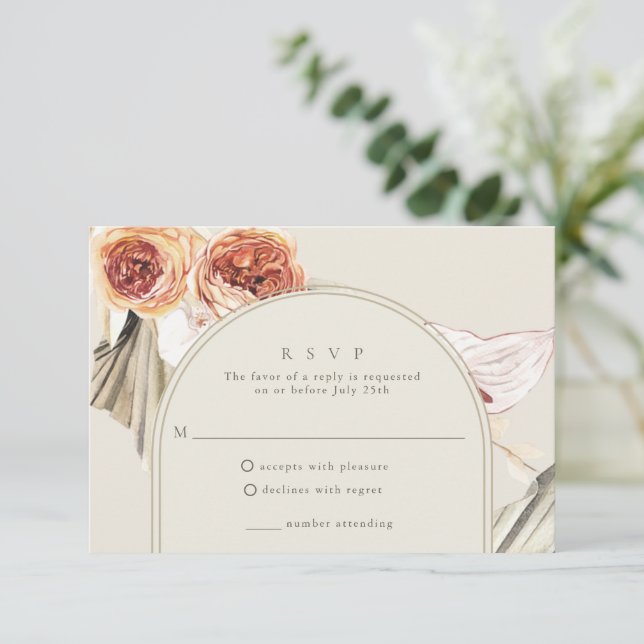 Boho Fall Floral Wedding RSVP Karte (Stehend Vorderseite)