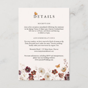Boho Fall Florals Butterfly Wedding Begleitkarte
