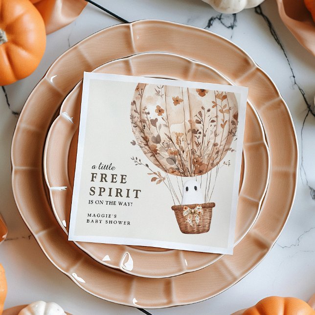 Boho Fall Ghost Wildflower Halloween Baby Shower Serviette (Von Creator hochgeladen)