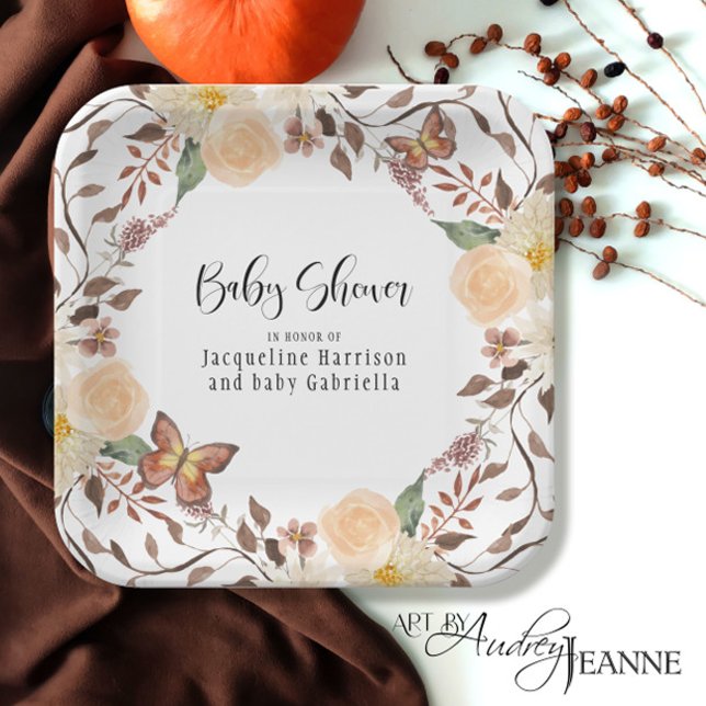 BOHO Fall Herbst Herbst Butterfly Babydusche Pappteller (Von Creator hochgeladen)