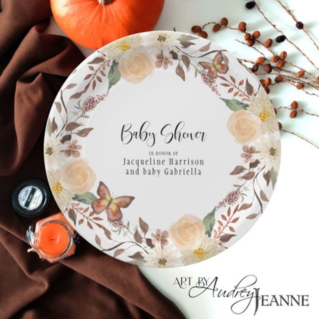 BOHO Fall Herbst Herbst Butterfly Babydusche Pappteller (Von Creator hochgeladen)