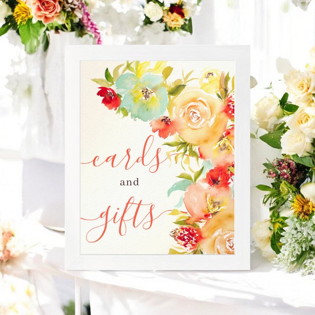 Boho Fall in Liebe Blumenkarten Geschenke Brautpar Poster (Boho Fall in love floral cards gifts bridal shower Poster)