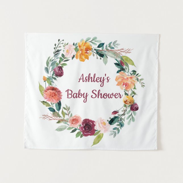 Boho Fall in Liebe Chic Herbst Babydusche Hintergr Wandteppich (Vorderseite (Horizontal))