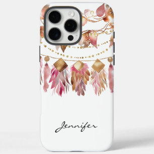 Boho Fall Leaf Feather Native American iPhone 16 Pro Max Hülle