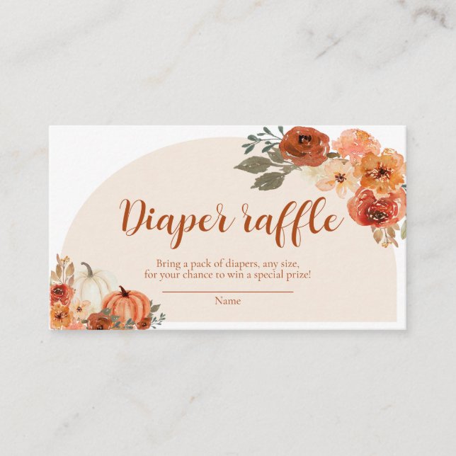 Boho Fall Little Pumpkin Diaper Raffle Baby Dusche Begleitkarte (Vorderseite)