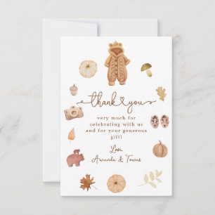 Boho Fall Minimalistisch moderne neutrale Babydusc Dankeskarte