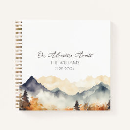 Boho Fall Mountain Watercolor Wedding Guest Notizbuch