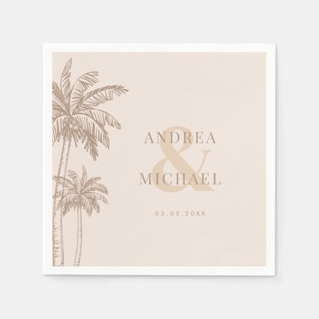 Boho Fall Palm Trees Ampersand Beach Wedding Serviette (Vorderseite)