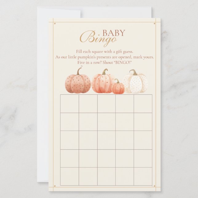 Boho Fall Polka Dot Pumpkins Baby Dusche Bingo (Vorderseite)