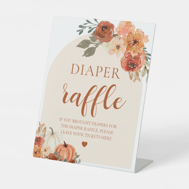 Boho Fall Pumpkin Baby Duschkabine Windeln Raffle  Sockelschild (Vorderseite)