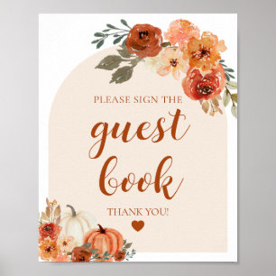 Boho Fall Pumpkin Bitte unterzeichnen Sie unser Gu Poster