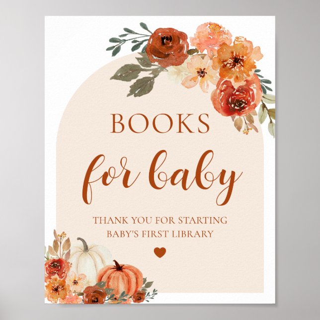 Boho Fall Pumpkin Books for Baby Shooting Sign Poster (Vorne)