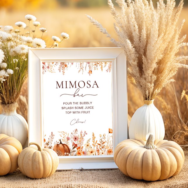 Boho Fall Pumpkin Brautparty Mimosa Bar Poster (Von Creator hochgeladen)