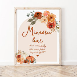 Boho Fall Pumpkin Brautparty Mimosa Bar Sign Poster