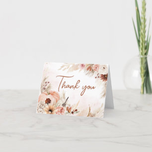 Boho Fall Pumpkin Pampas Grass Baby Dusche Dankeskarte
