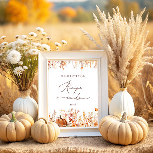 Boho Fall Pumpkin Verlasse hier Ihre Rezept-Karte Poster