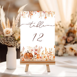 Boho Fall Pumpkin Wedding Tischnummer