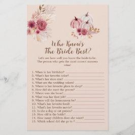 Boho Fall Pumpkin Who Knows The Bride Best Game