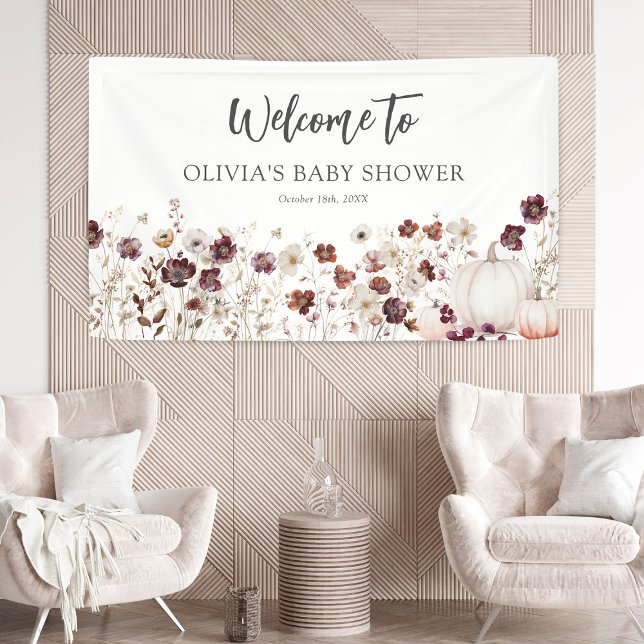 Boho Fall Pumpkin Wildflower Baby Shower Banner (Von Creator hochgeladen)