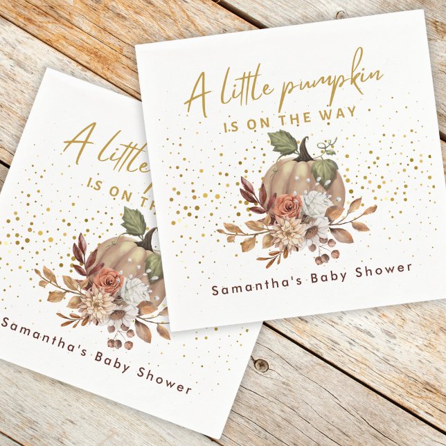 Boho Fall Sweet Little Pumpkin Baby Dusche Serviette (Boho Fall Sweet Little Pumpkin Baby Shower Napkins)