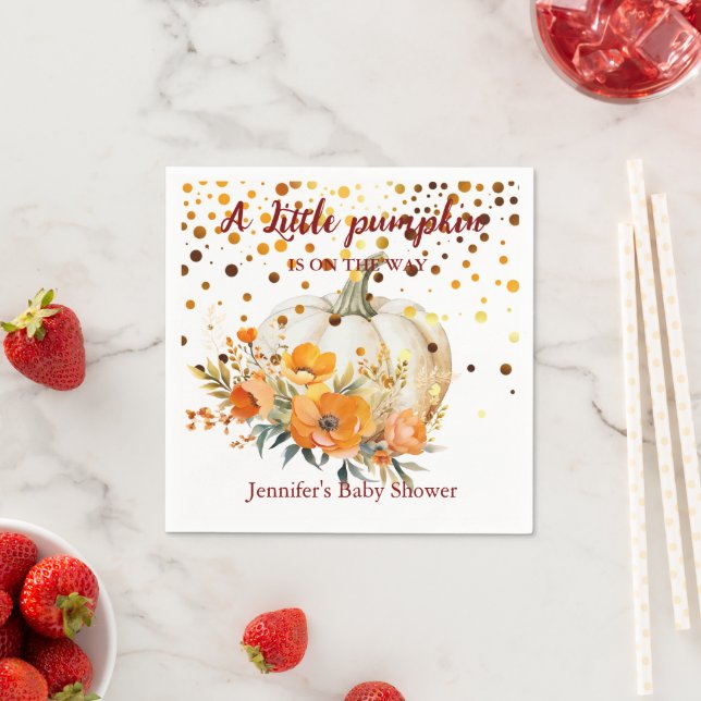 Boho Fall Sweet Little Pumpkin Baby Dusche Serviette (Beispiel)