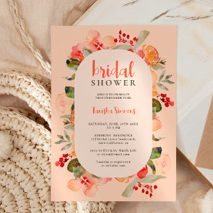 Boho Fall terracotta Blumenschrift Brautparty Einladung