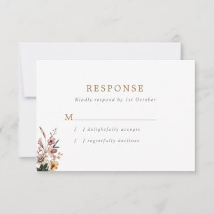 Boho Fall Wild Blume Hochzeit RSVP Karte