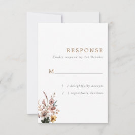 Boho Fall Wild Blume - Vertikale Hochzeit RSVP Karte