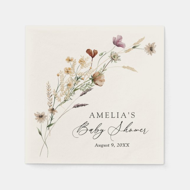 Boho Fall Wildblume Babydusche Serviette (Vorderseite)
