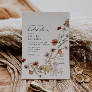 Boho Fall Wildblume Brautparty Einladung