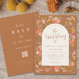 Boho Fall Wildblume Burnt Orange Wedding Einladung