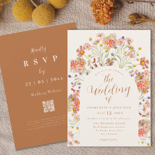 Boho Fall Wildblume Terracotta Wedding Einladung