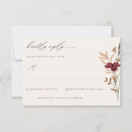 Boho Fall Wildblume Vintage Wedding RSVP Karte