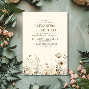 Boho Fall Wildblume Wedding Einladung