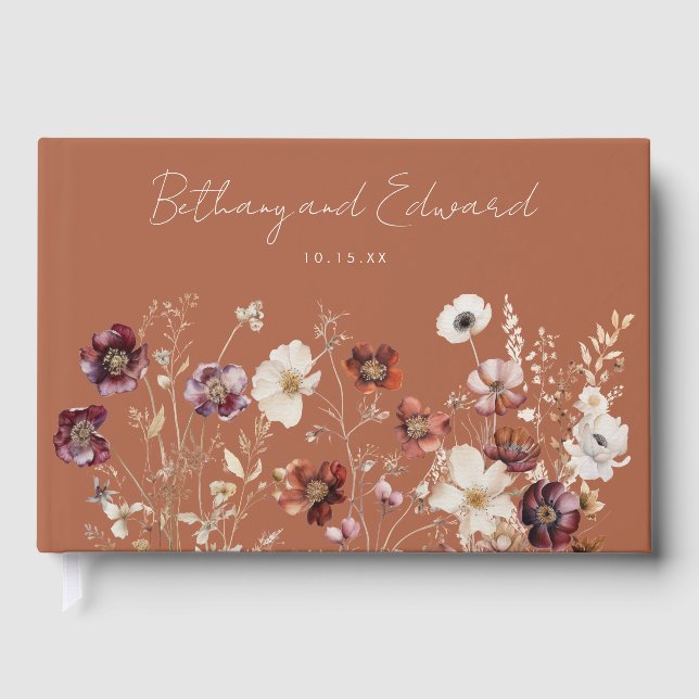 Boho Fall Wildblume Wedding Gästebuch (Vorderseite)
