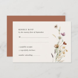 Boho Fall Wildblume Wedding RSVP Karte