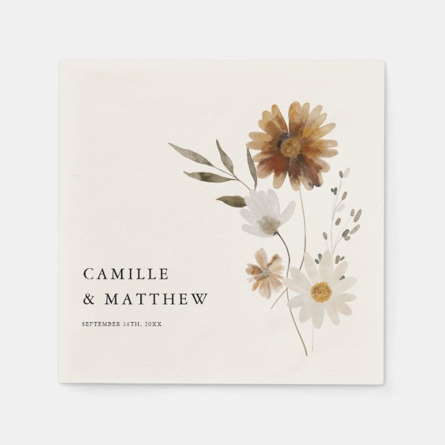 Boho Fall Wildblume Wedding Serviette (Vorderseite)