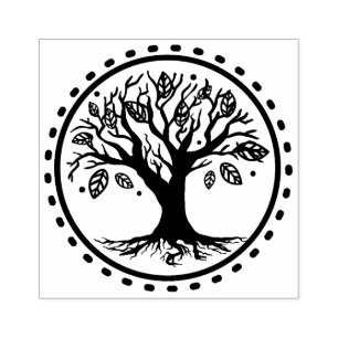 Boho Family Tree Feathers Genealogie Gummistempel