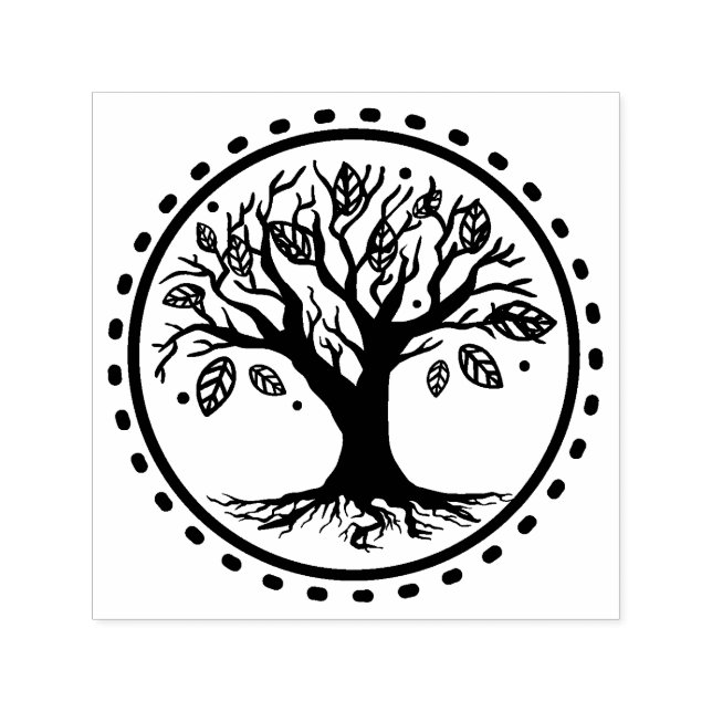 Boho Family Tree Feathers Genealogie Permastempel (Design)