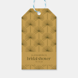 Boho Fan Palm Leaf Botanisches Senf-Brautparty Geschenkanhänger