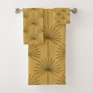 Boho Fan Palm Leaf Ligne Botanique Dessin Mustard 