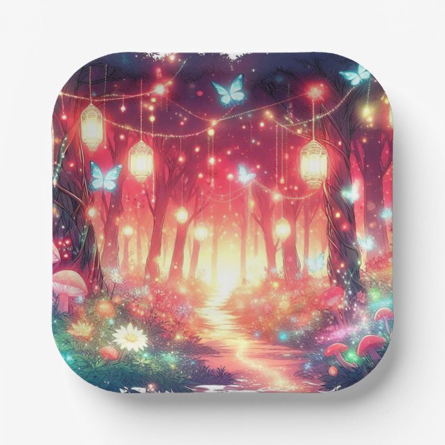 Boho Fantasy Enchanted Forest Baby Shower Pappteller (Vorderseite)