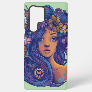 Boho Fantasy Woman mit Blumenhaar Samsung Galaxy Hülle