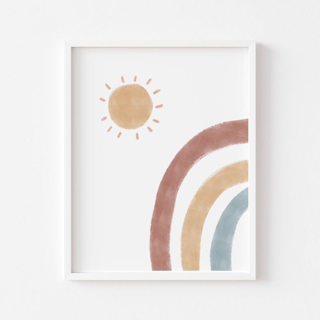 Boho-farbene Sonne und Regenbogen-Kinderzimmer Poster (Von Creator hochgeladen)