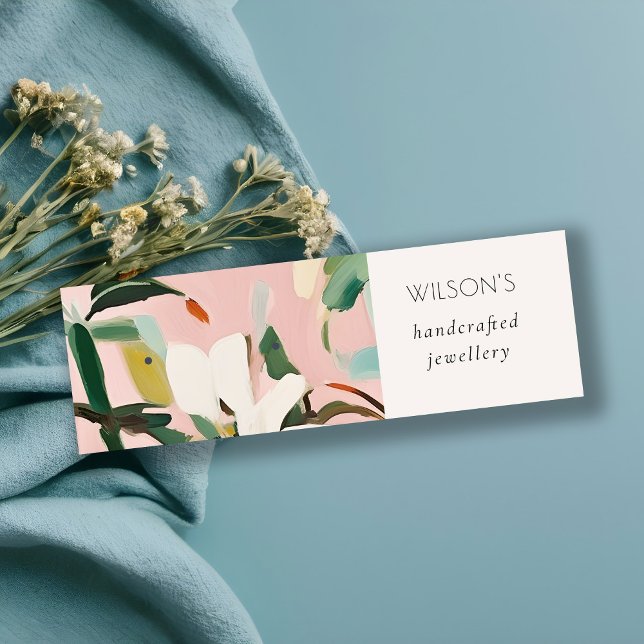 Boho farbenfroh rosa Aquamarin gestrichen Blumenoh Mini Visitenkarte (Von Creator hochgeladen)