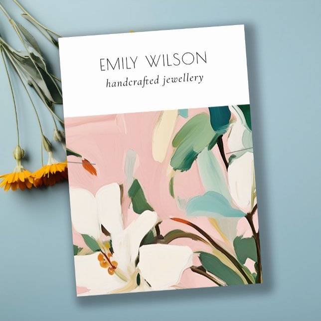 Boho farbenfroh rosa Aquamarin gestrichene Blumenk Visitenkarte (Von Creator hochgeladen)