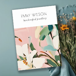 Boho farbenfroh rosa Aquamarin gestrichene Blüte 2 Visitenkarte