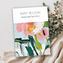 Boho farbenfroh rosa blaue, gestrichene, florale K Visitenkarte