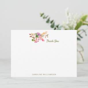 Boho farbenfrohe Aquarellblütendusche Baby Custom Dankeskarte